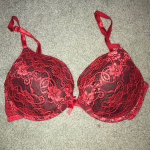 Red lace bra